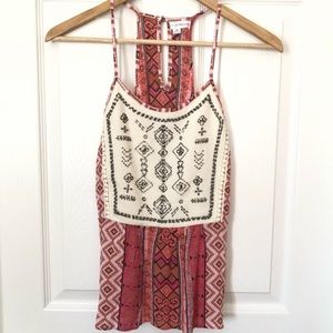 Coco + Jaimeson Boho Print Beaded Tank Top Sz XS